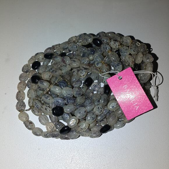 Iris Apfel & Bajalia Gray & Black Stone Beaded Statement Necklace - Picture 5 of 5